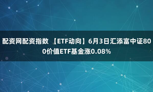 配资网配资指数 【ETF动向】6月3日汇添富中证800价值ETF基金涨0.08%