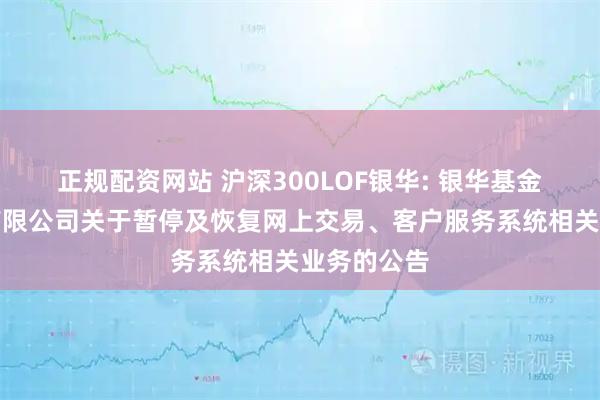 正规配资网站 沪深300LOF银华: 银华基金管理股份有限公司关于暂停及恢复网上交易、客户服务系统相关业务的公告